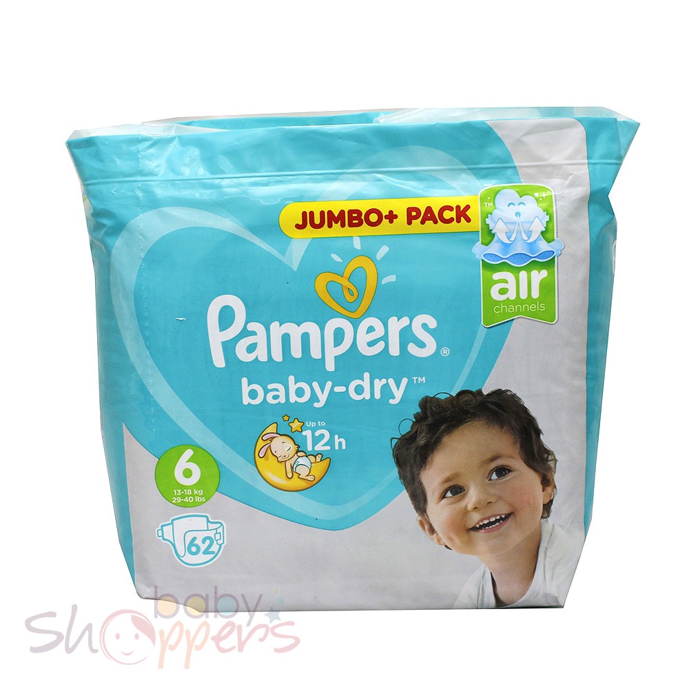 Pampers Baby-Dry Size-6 (Jumbo Pack 62 Nappies) Weight:13-18kg