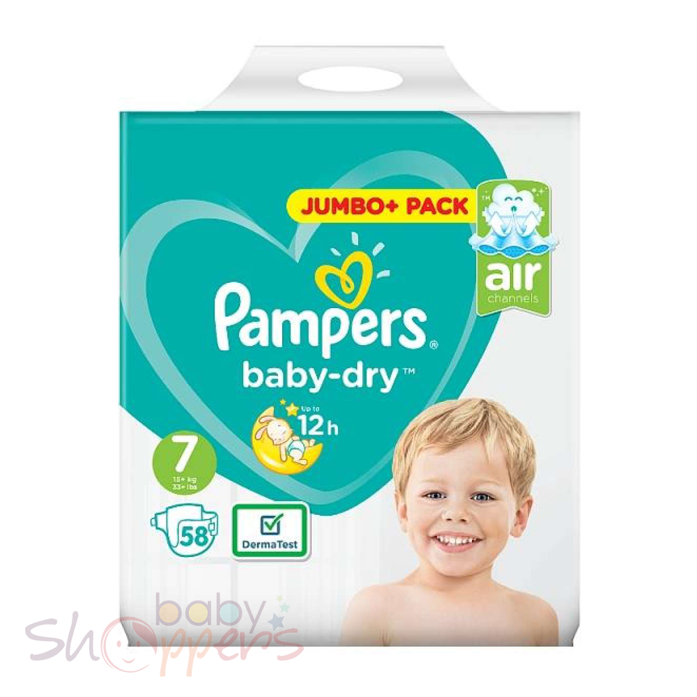 Pampers Baby-Dry Size-7 (58 Nappies) Weight:15+kg