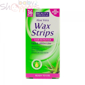 Beauty Formulas Aloe Vera Hair Remover Wax Strips For Face & Bikini Line- 36 strips