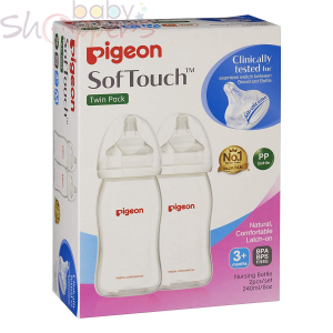 Pigeon Softouch Feeding Bottle Twin Pack 240ml