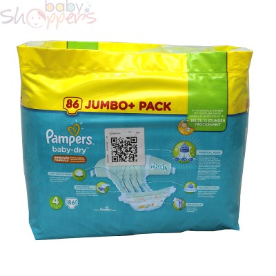 Pampers Baby-Dry Size-4 (Jumbo Pack 86 Nappies) Weight:8-16kg