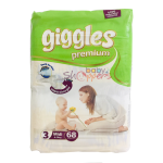 Giggles Premium Baby Belt Diaper 4-9kg 68pcs