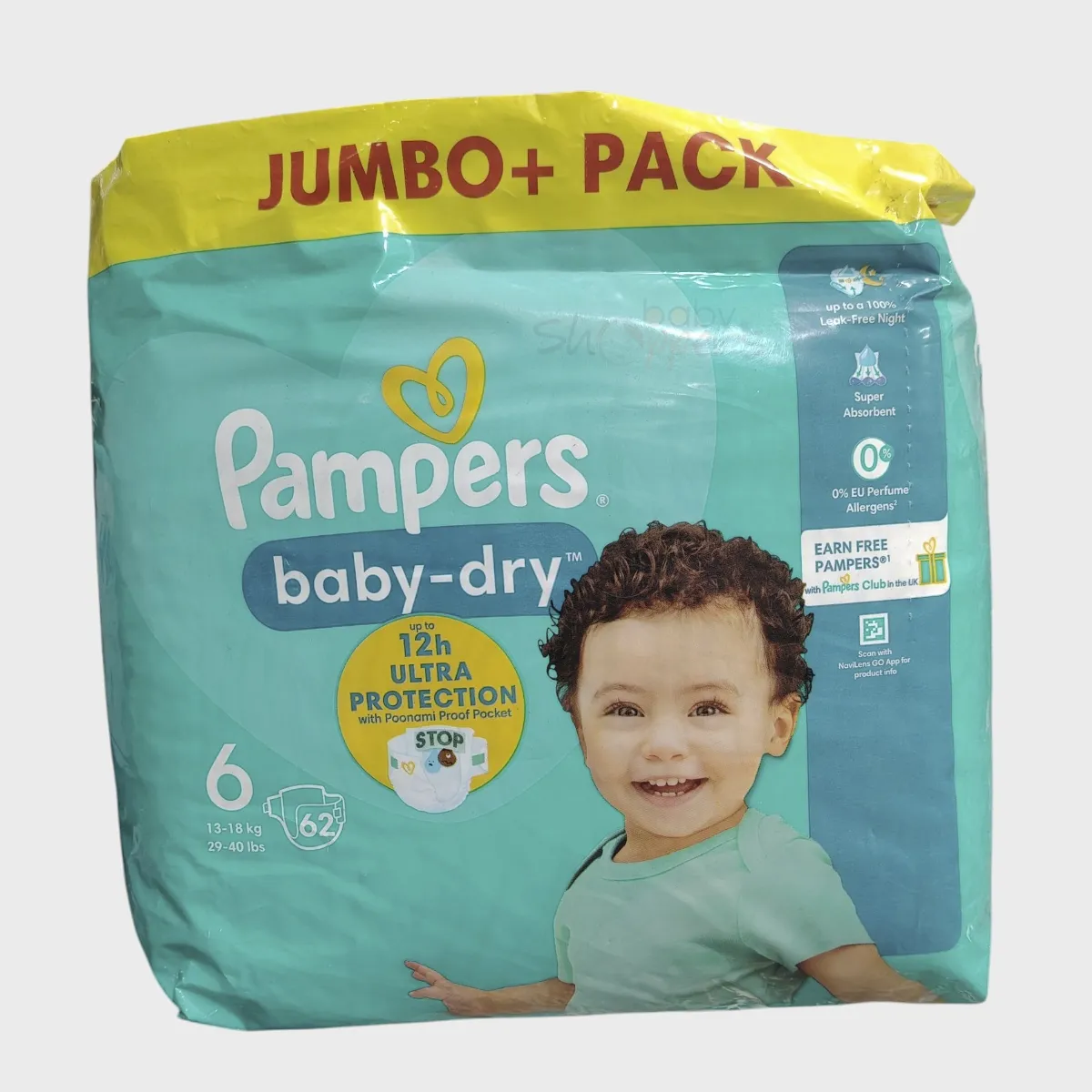 Pampers Baby-Dry Size-6 (Jumbo Pack 62 Nappies) Weight 13-18 kg Pampers Baby Dry Size 6 Jumbo Pack 62 Nappies Weight 13 18 kg 1 Pampers Baby-Dry Size-6 (Jumbo Pack 62 Nappies) Weight 13-18 kg