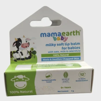 Protect your baby’s lips with Mamaearth Baby Milky Soft Lip Balm 4g. Apply gently for soft, moisturized, and healthy lips all day.