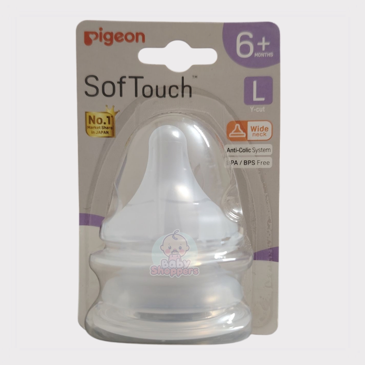 Pigeon SofTouch L (Y-cut) Wide Neck Nipple 6M+ Pigeon SofTouch L Y cut Wide Neck Nipple 6M Pigeon SofTouch L (Y-cut) Wide Neck Nipple 6M+