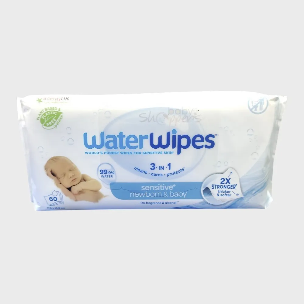 WaterWipes Sensitive+ Newborn & Baby Wipes 60pcs – 99.9% Water Baby Wipes for Gentle Cleaning WaterWipes Sensitive+ Newborn & Baby Wipes 60pcs – 99.9% Water Baby Wipes for Gentle Cleaning