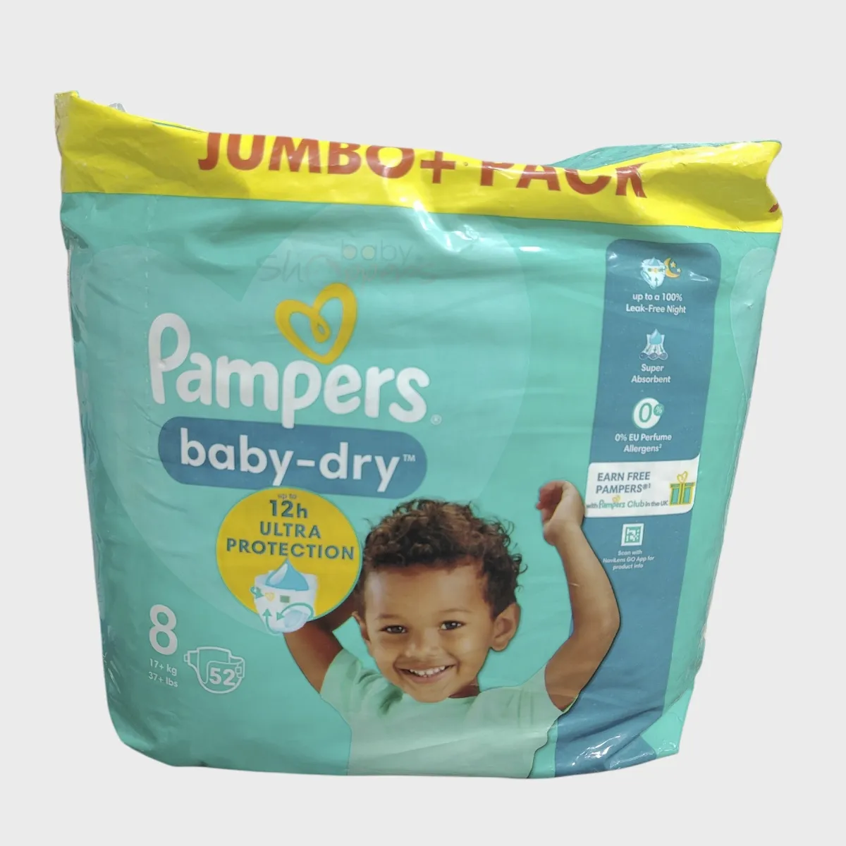 Pampers Baby-Dry Size-8 (Jumbo Pack 52 Nappies) Weight 17+ kg Pampers Baby Dry Size 8 Jumbo Pack 52 Nappies Weight 17 kg 1 Pampers Baby-Dry Size-8 (Jumbo Pack 52 Nappies) Weight 17+ kg