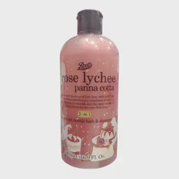 Boots Rose Lychee Panna Cotta Shower Gel, Bubble Bath & Shampoo 500ml