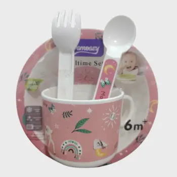 Momeasy 4-piece pink mealtime set