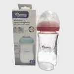 Momeasy Wide Neck Glass Feeding Bottle 3m+ 240ml Red