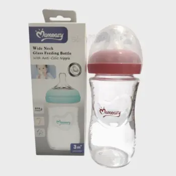 Momeasy Wide Neck Glass Feeding Bottle 3m+ 240ml