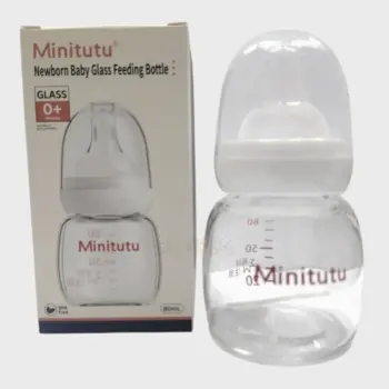 Minitutu Newborn Baby Glass Feeding Bottle 0m+ 80ml