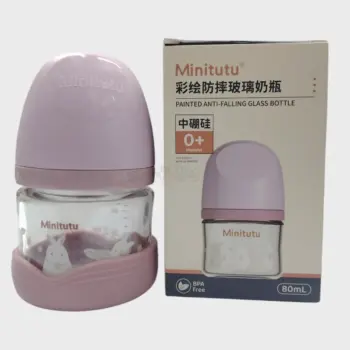 Minitutu Painted Anti-Falling Glass Baby Bottle 0Months+ 80ml