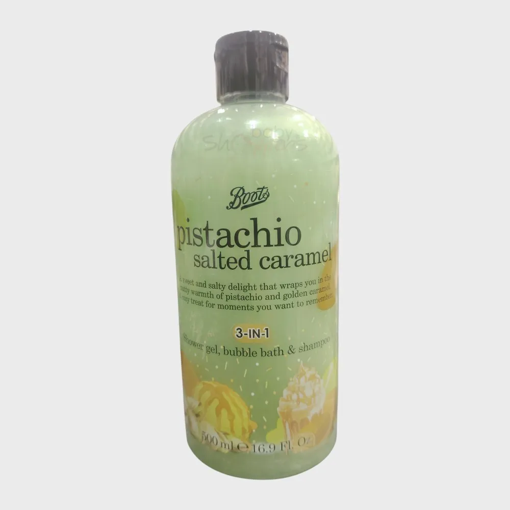 Boots Pistachio Salted Caramel 3-in-1 Shower Gel, Bubble Bath & Shampoo 500ml Boots Pistachio Salted Caramel 3-in-1 Shower Gel, Bubble Bath & Shampoo 500ml