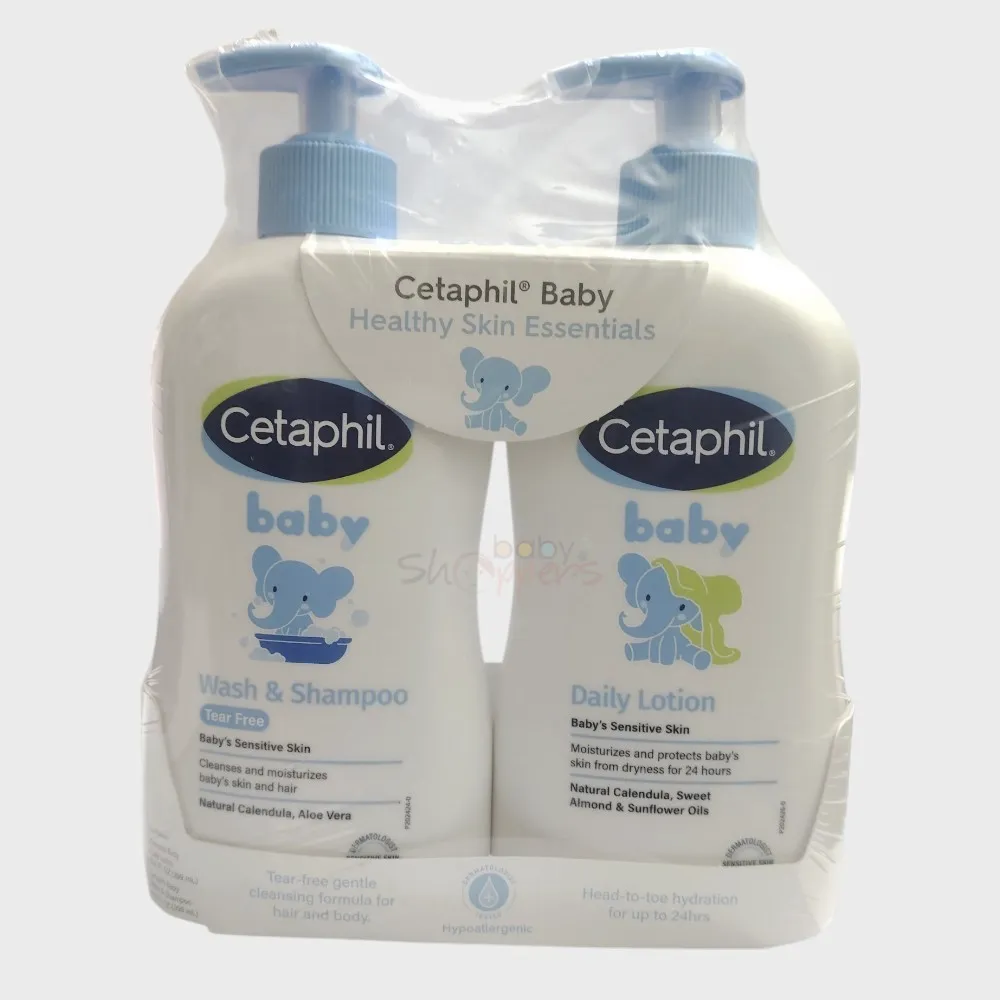 Cetaphil Baby Wash & Shampoo 399ml + Daily Lotion 399ml Set – Baby Bath & Skin Care Combo Cetaphil Baby Wash & Shampoo 399ml + Daily Lotion 399ml Set – Baby Bath & Skin Care Combo