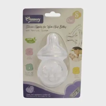 Momeasy Wide Neck Silicone Nipples 0m+ 2pcs