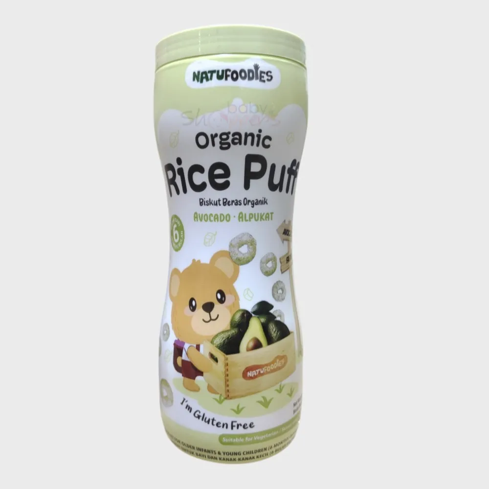 Natufoodies Organic Rice Puff with Avocado flavor 42g – Baby Snack 6+ Months Natufoodies Organic Rice Puff with Avocado flavor 42g – Baby Snack 6+ Months